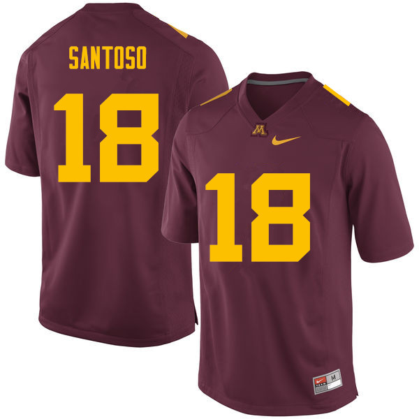 Men #18 Ryan Santoso Minnesota Golden Gophers College Football Jerseys Sale-Maroon - Click Image to Close